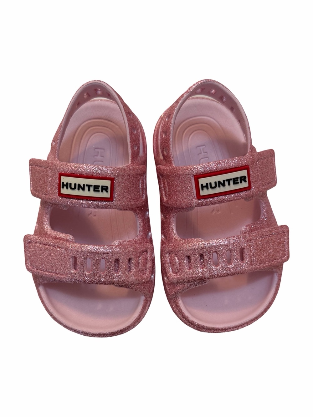 Hunter Pink Glitter Kids Adjustable Sandals